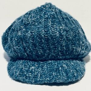 Fownes Womens Blue Knit Beanie with Front Brim One Size
